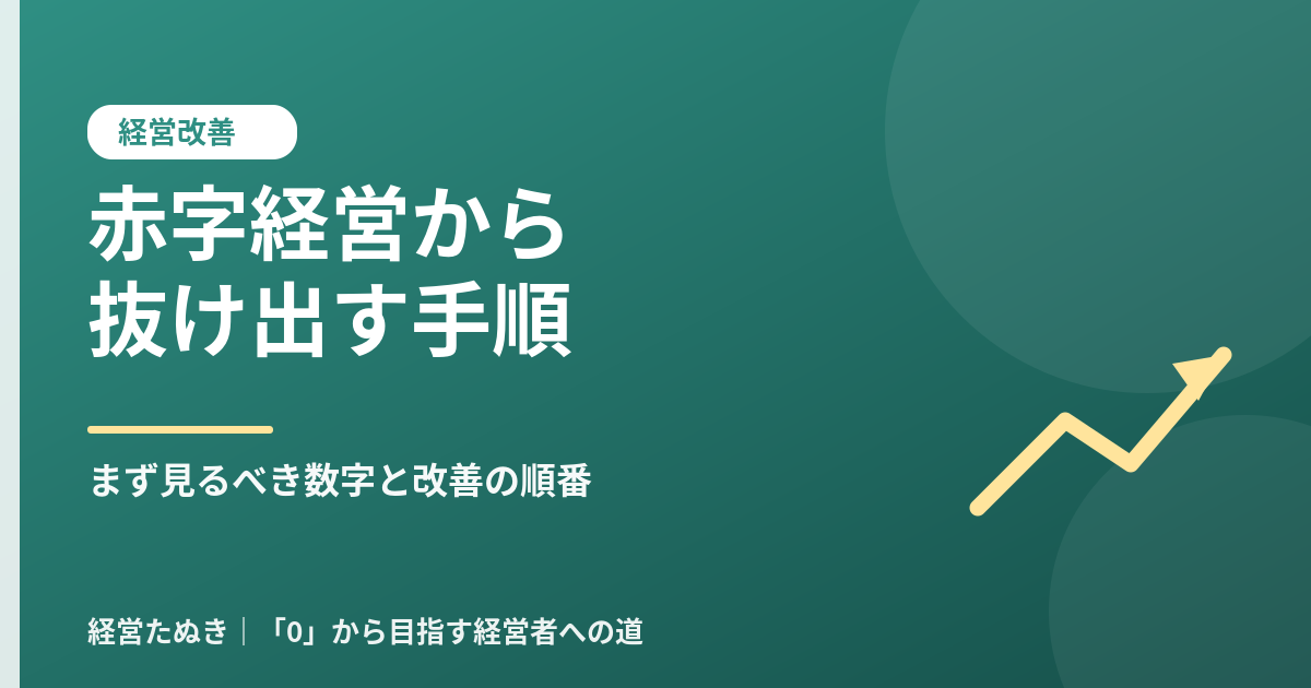 赤字経営から抜け出す手順 まず見るべき数字と改善の順番